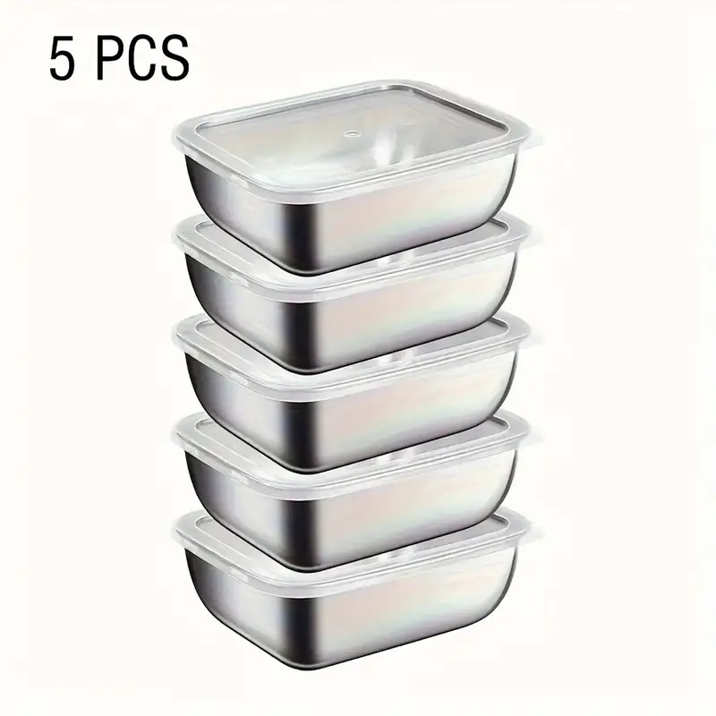 Meal Prep Gym - 5-Piece Stainless Steel Food Storage Containers,