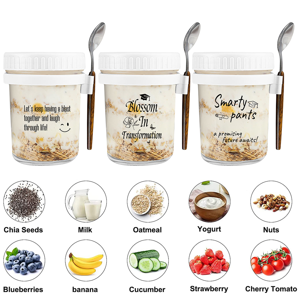 Overnight Oat Jar - Overnight Oats Container 12 Oz Food