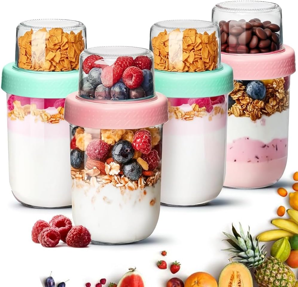 Overnight Oat Jar - Overnight Oats Containers with Lids (16oz+4oz,