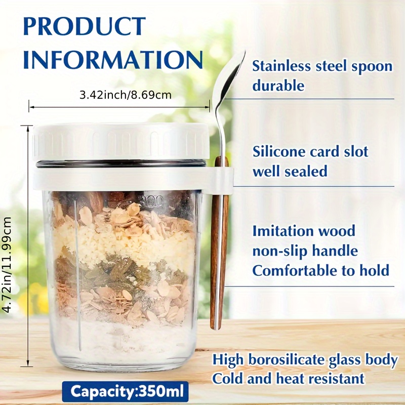 1pc/2pcs Glass Oatmeal Cup, Ov - Overnight Oat Jar บทวิจารณ์และราคา