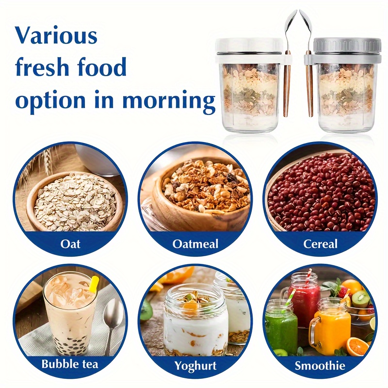 1pc/2pcs Glass Oatmeal Cup, Ov - Overnight Oat Jar บทวิจารณ์และราคา