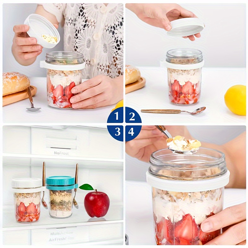 1pc/2pcs Glass Oatmeal Cup, Ov - Overnight Oat Jar บทวิจารณ์และราคา