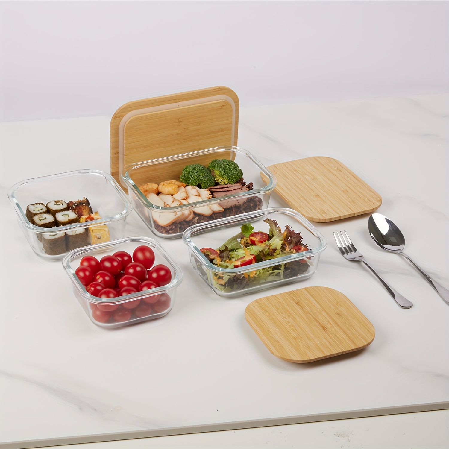 4 Pack Glass Food & Dish Trans - Meal Prep No Microwave บทวิจารณ์และราคา