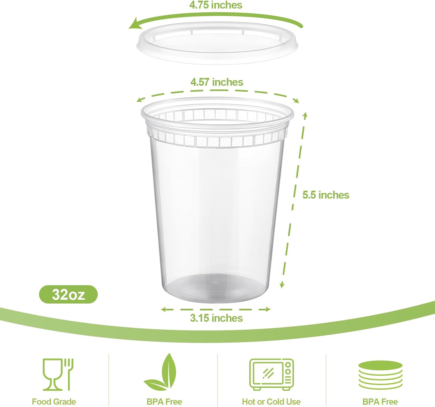 20 Sets 32 oz Plastic Deli Con - Meal Prep No Microwave บทวิจารณ์และราคา