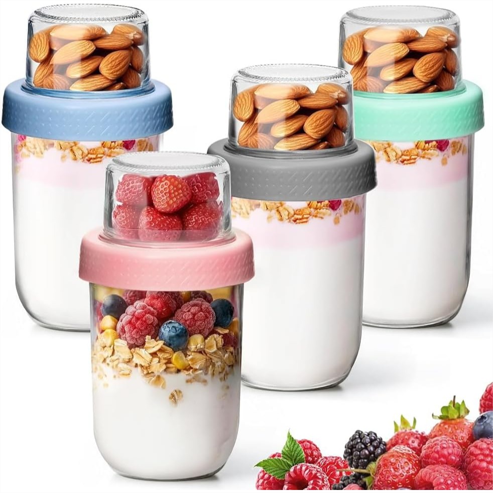 4 Pack Glass Yogurt Parfait Cu - Meal Prep Yogurt Cups บทวิจารณ์และราคา