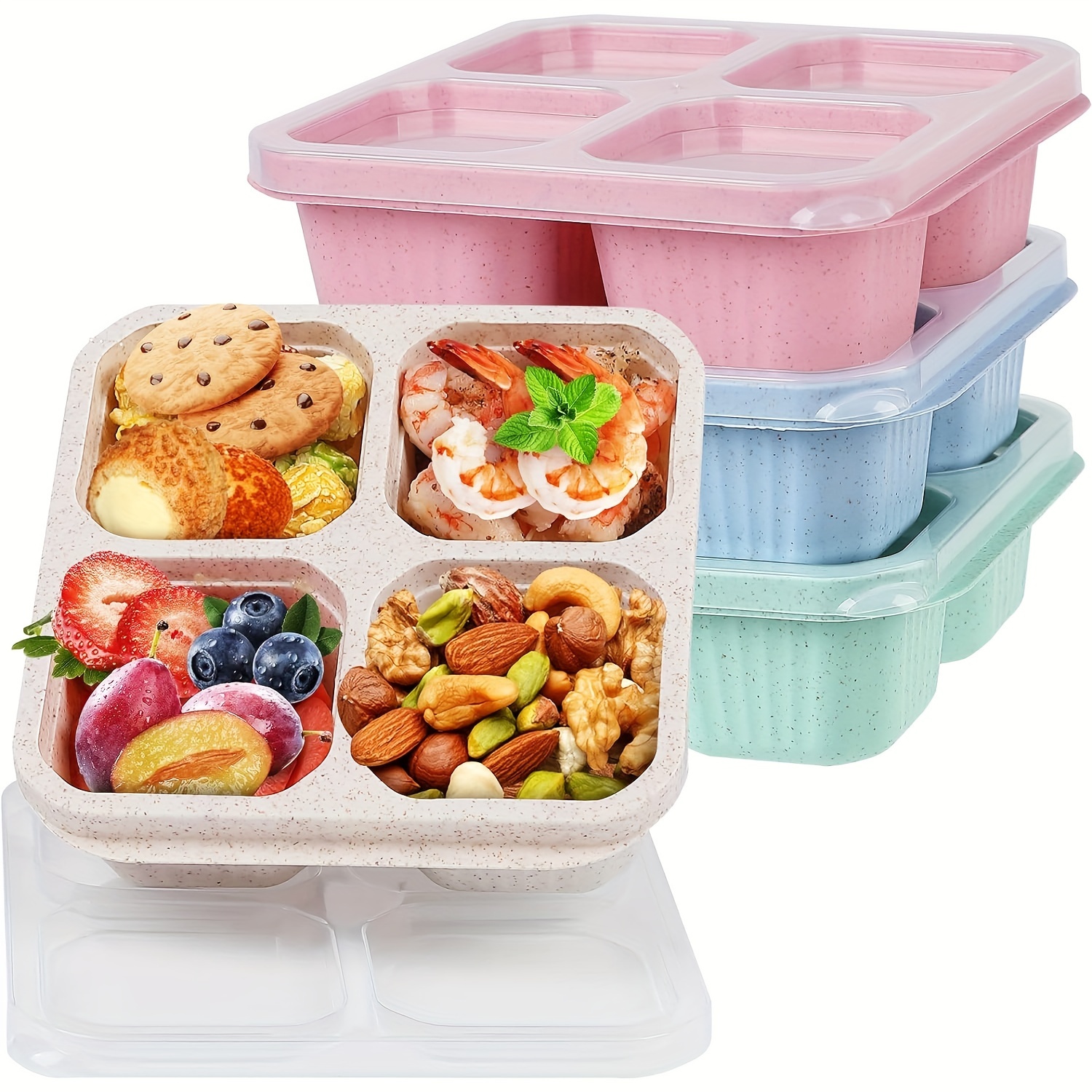 3pcs Bento Snack Boxes with Li - Meal Prep No Microwave บทวิจารณ์และราคา