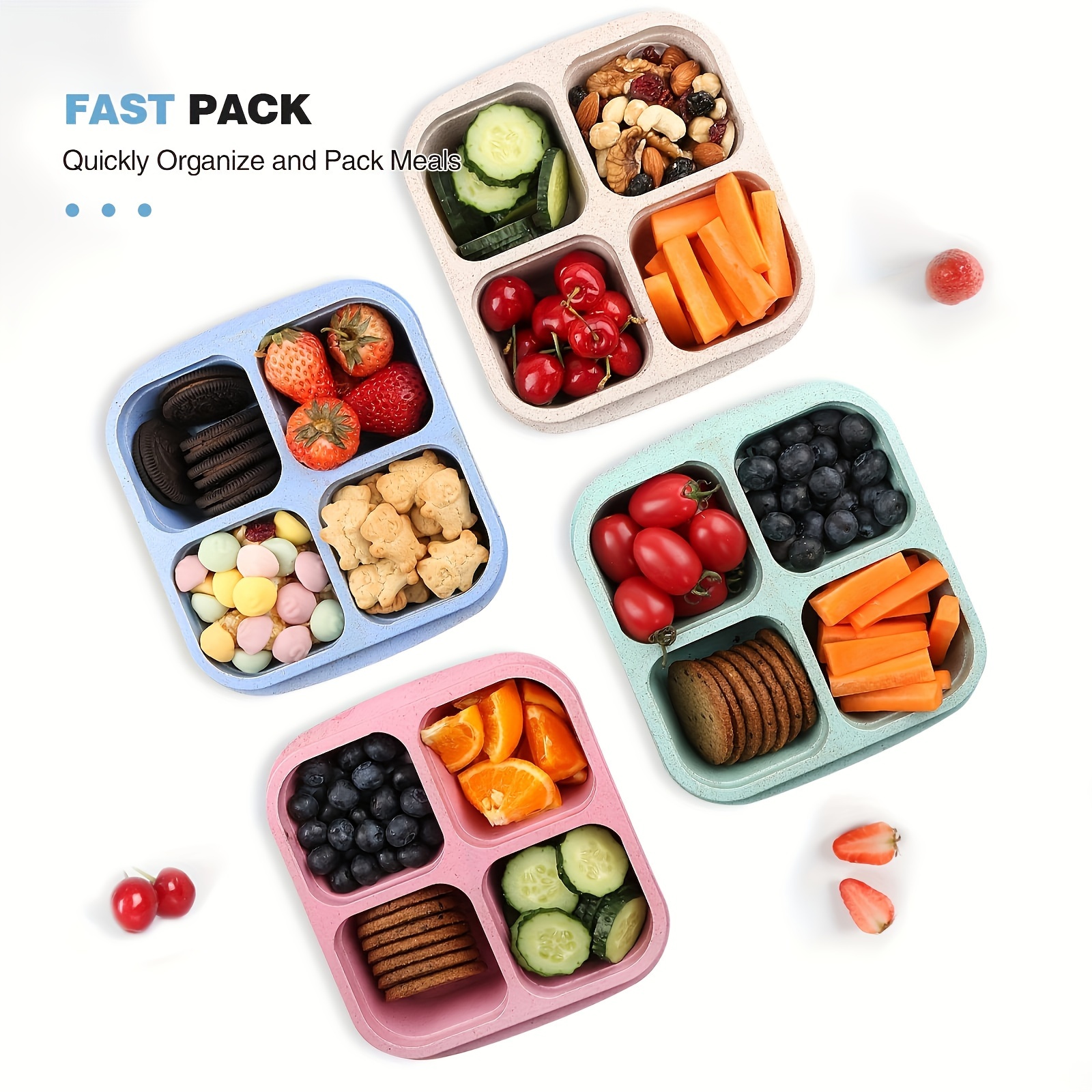 3pcs Bento Snack Boxes with Li - Meal Prep No Microwave บทวิจารณ์และราคา