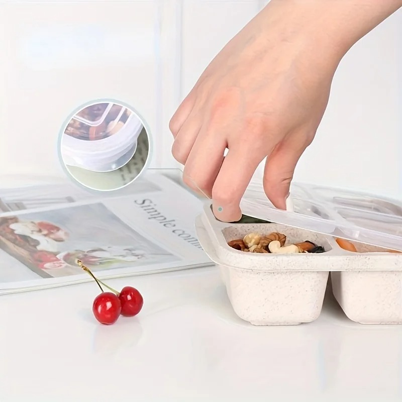 3pcs Bento Snack Boxes with Li - Meal Prep No Microwave บทวิจารณ์และราคา