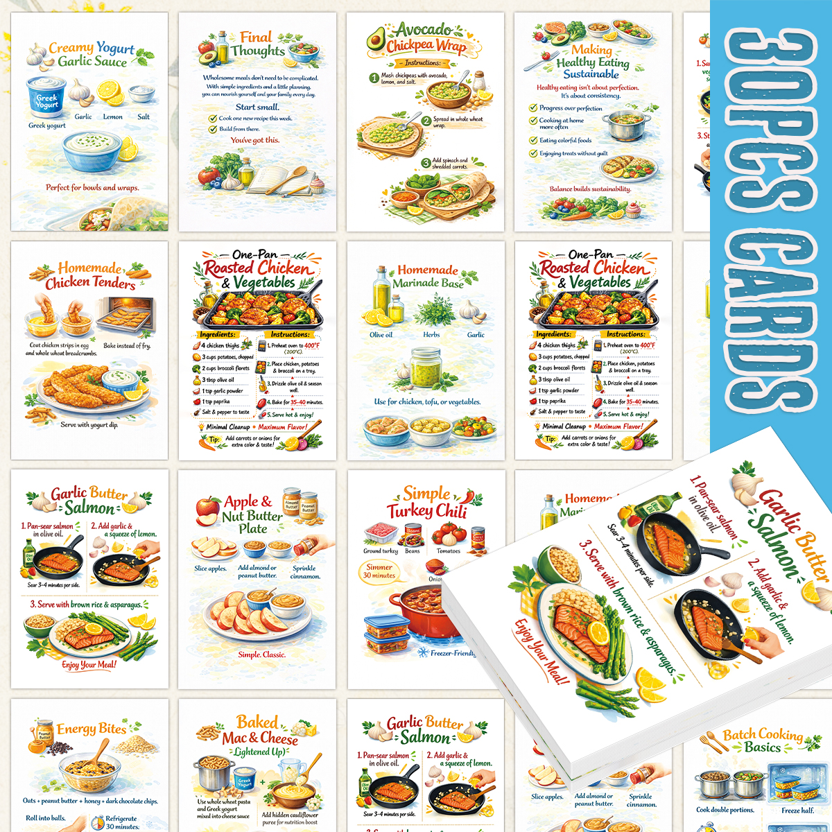30pcs Wholesome Meals Recipe C - Meal Prep Recipes Healthy บทวิจารณ์และราคา