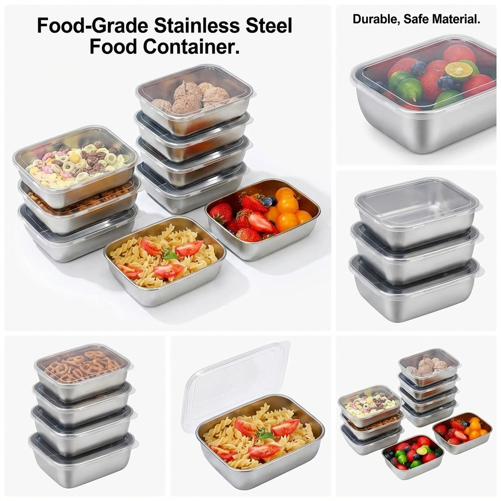 5PCS Stainless Steel Food Stor - Meal Prep Gym บทวิจารณ์และราคา