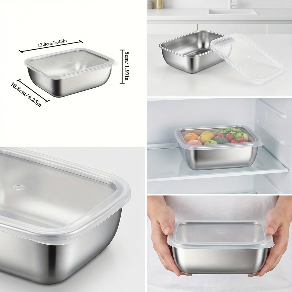 5PCS Stainless Steel Food Stor - Meal Prep Gym บทวิจารณ์และราคา