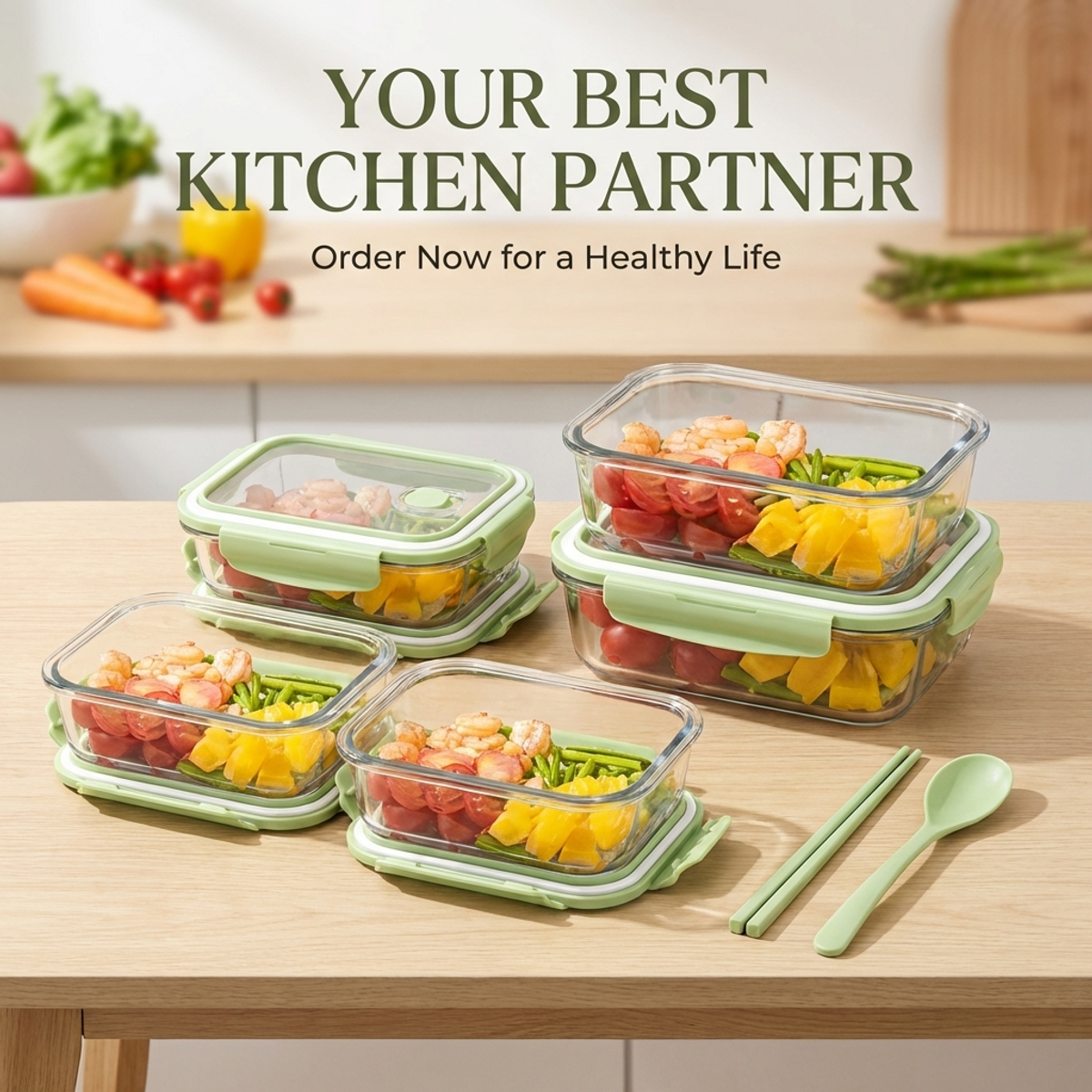 Matcha Green Glass Lunch Box S - Meal Prep No Microwave บทวิจารณ์และราคา