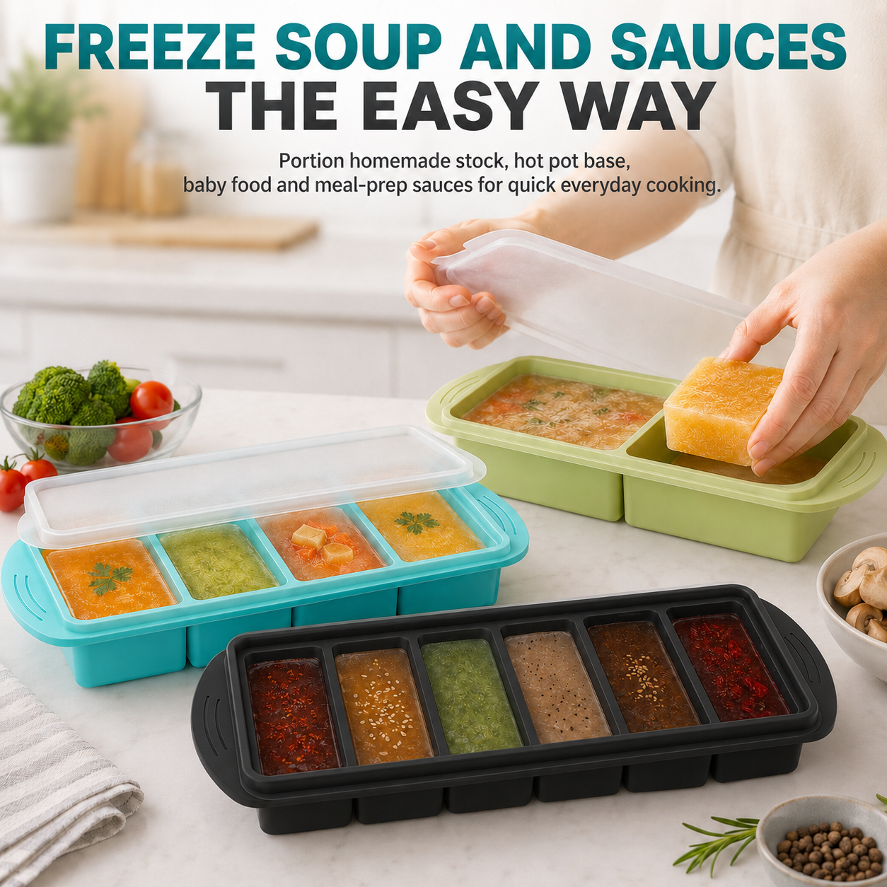 3 Pack Silicone Freezer Trays  - Meal Prep Oatmeal บทวิจารณ์และราคา