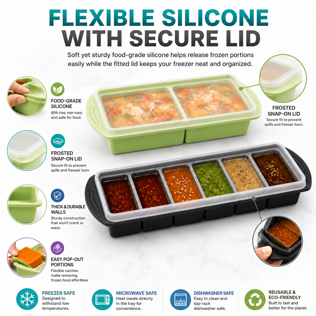 3 Pack Silicone Freezer Trays  - Meal Prep Oatmeal บทวิจารณ์และราคา