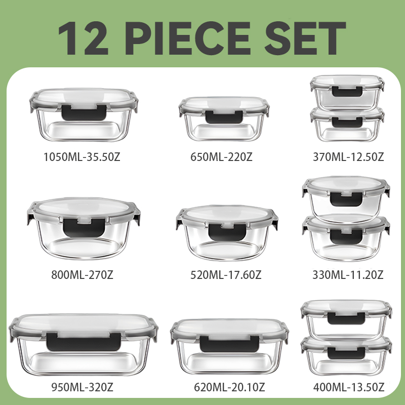 12pcs Glass Lunch Box Food Sto - Meal Prep No Microwave บทวิจารณ์และราคา