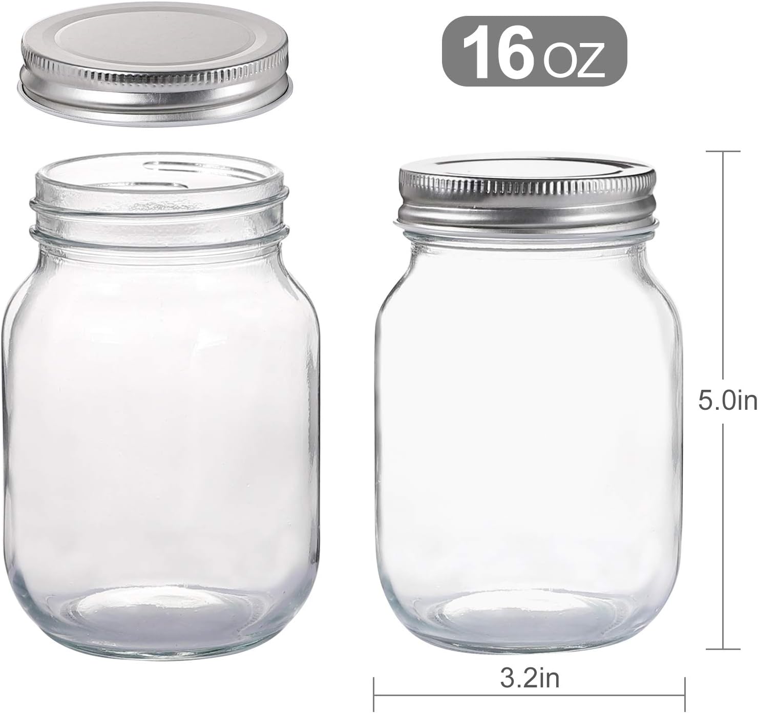 Glass Regular Mouth Mason Jars - Overnight Oat Jar บทวิจารณ์และราคา