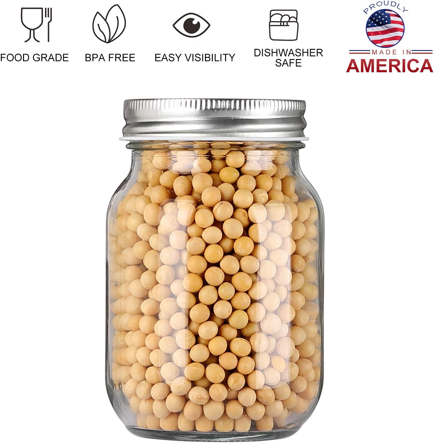 Glass Regular Mouth Mason Jars - Overnight Oat Jar บทวิจารณ์และราคา