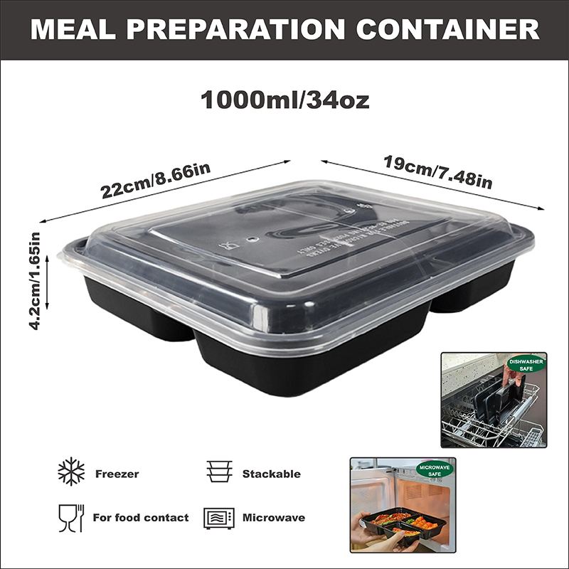 3-Compartment 34 Oz/1000 Ml, 1 - Meal Prep Gym บทวิจารณ์และราคา